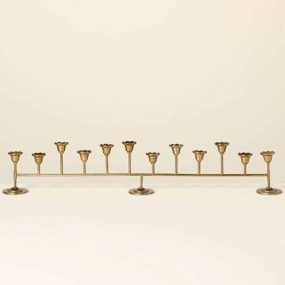 Hearth & Hand Magnolia Scalloped Brass 12ct Taper Candelabra - Picture 1 of 7